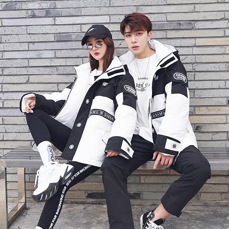 Tooling Couple Down Jacket Women Mid-length Korean Ins Loose Thick Winter Jacket
