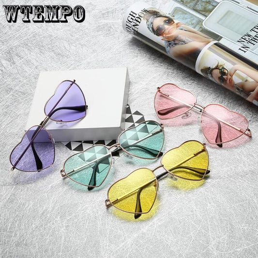 Heart Shaped sunglasses woman Lovely shades Sun Glasses for women candy color metal frame girl sungl