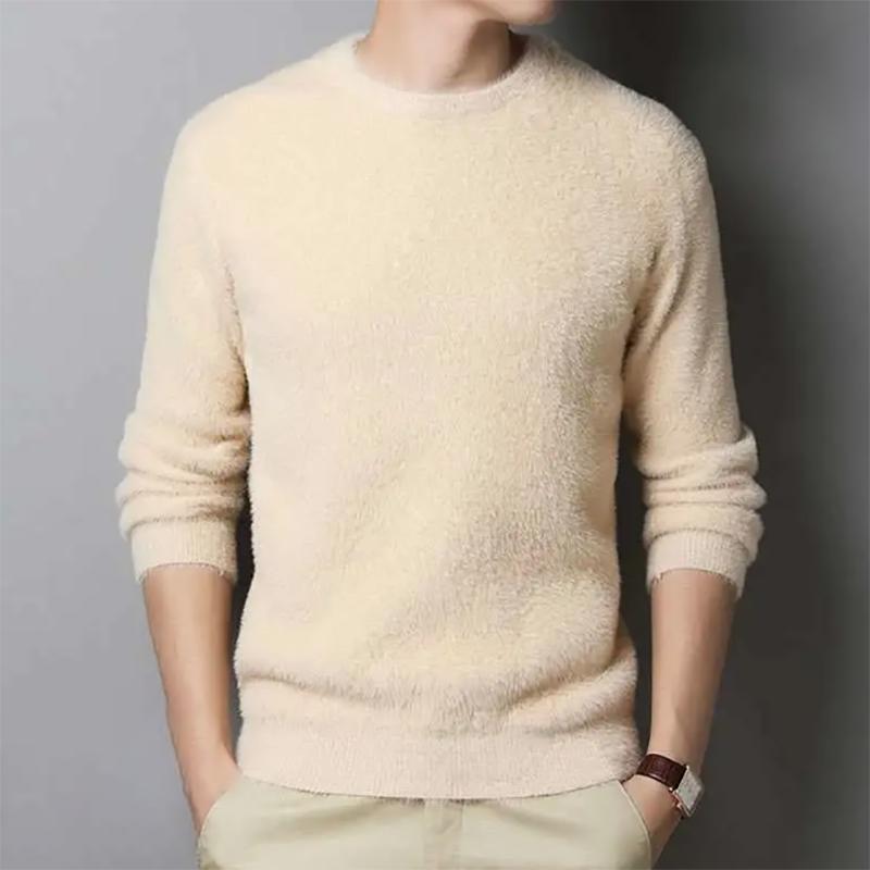 Men's Sweater Autumn Youth Thick Pure Color Korean Casual Knitted Pullover Long-sleeved Half-high Collar Base Sweatershirts