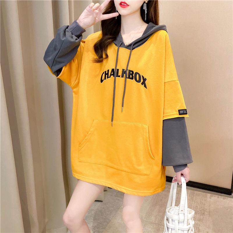 Mid-length Sweater Winter Fashion Letter Printing Solid Color Middle School Student Women's Jacket