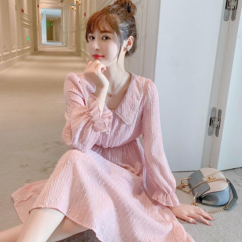 Autumn and Winter Knitted Casual Jacket Mid-length Lantern Sleeve Loose Sweater Dress