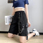 Overalls Shorts Female Summer Student Street Hip-hop Loose Punk Shorts All-match Straight High-waisted Five-point Wide-leg Pants Unisex