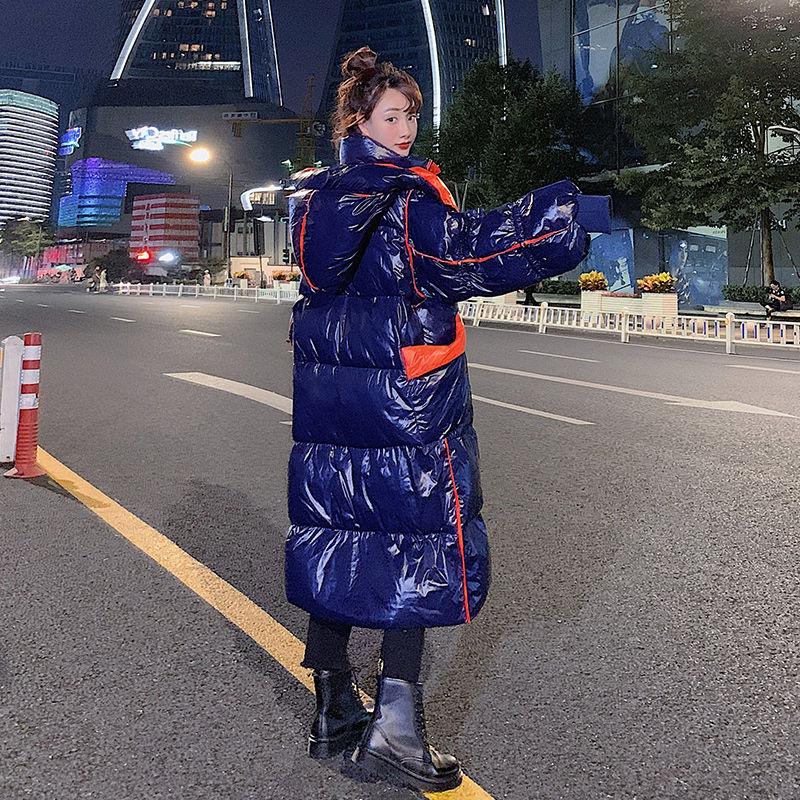 Super Long Down Jacket Women Winter Bright White Duck Down Loose Bread Coat Bright Surface