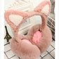 Women's Cute Cat Ears Foldable Earmuffs Korean Style Plush Ear Muffs Thickened Cold-proof Cartoon Earflap Winter Plush Ear Pad Cover Ear Protection