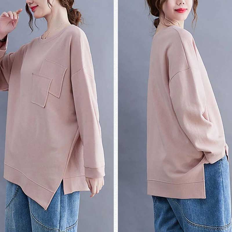 Spring and Autumn Models Plus Fertilizer Plus Size Long-sleeved Sweater Women's Loose T-shirt Sweatshirts