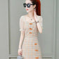Summer Plaid Dress Square Neck Puff Sleeve A-Line Skirt