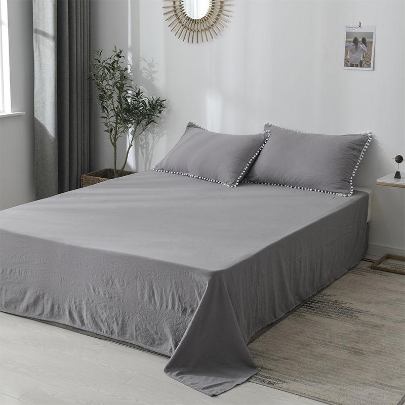 Bedding Sheets Comfortable Pure Color Washed Cotton Bed Linen Three-piece Double Bed Single Pillowcase Skin-friendly Bedding