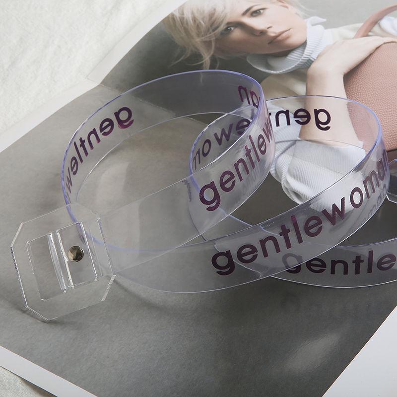 Letter Transparent Belt Female Simple Wild Korean Student Jelly PVC Pants Belt Female