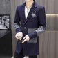 Spring V-neck Business Suit Men Casual Slim Fit Windbreaker Stitching Color Buttons Coat Trend Parka