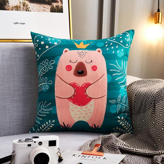 Happy Animal Printing Pillow Home Sofa Pillow Breathable Car Pillow Rest Relaxation Artifact