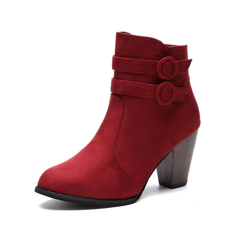Martin Boots Women's Winter Thick Heel Large Women's Shoes Short Tube Women's Shoes Warm Snow Boots Women Fashion Zipper Boots