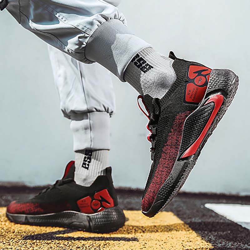 Spring Real Flying Knitting Shoes Men's Breathable Fashion Sneakers Black Gold Men's Sports Running Shoes Men's Shoes