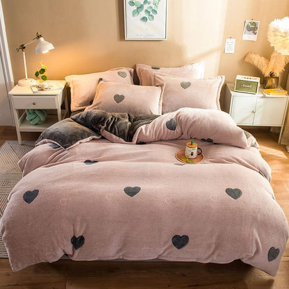 WTEMPO Bedding Set Cotton A/B Double-sided Pattern Cartoon Winter Bed Sheet Quilt Cover Pillowcase