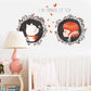 Romantic style warm love girl and cat couple room decoration wall sticker girls wallpaper