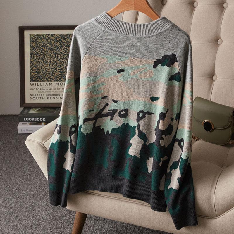 Sweater Women's Contrast Knitwear Pullover Lady Style Korean Loose Top Trending Sweater Autumn and Winter Fluffy Top