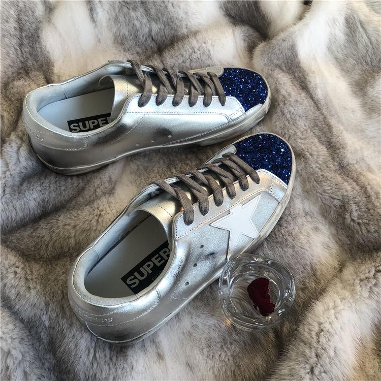 Latest Footwear High Quality Brand Sneakers Ladies Bass Shoes Silver Black Lace-up Women Distressed Leather Classic Flats
