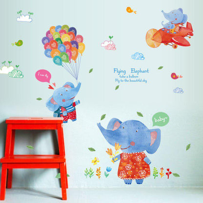 [Wall sticker] Balloon elephant children wall stickers for kids rooms nursery baby bedroom decals di