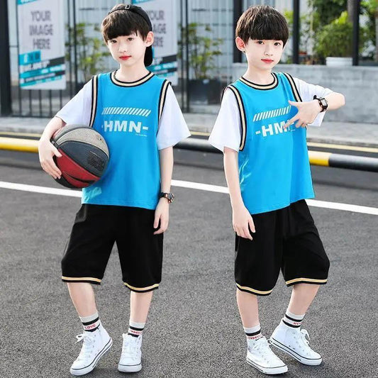 Boys Summer Suit Quick-drying Ball Suit Short-sleeved Shorts Two-piece Children's Loose Sports Leisure Breathable Two-piece