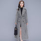 Black and White Plaid Woolen Coat Women's Mid-length Slim Temperament Coat Double-sided