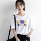 100% Cotton Summer Thin Hong Kong Style Short Short Sleeve T-shirt Women Cartoon Printing Solid Color Short Top