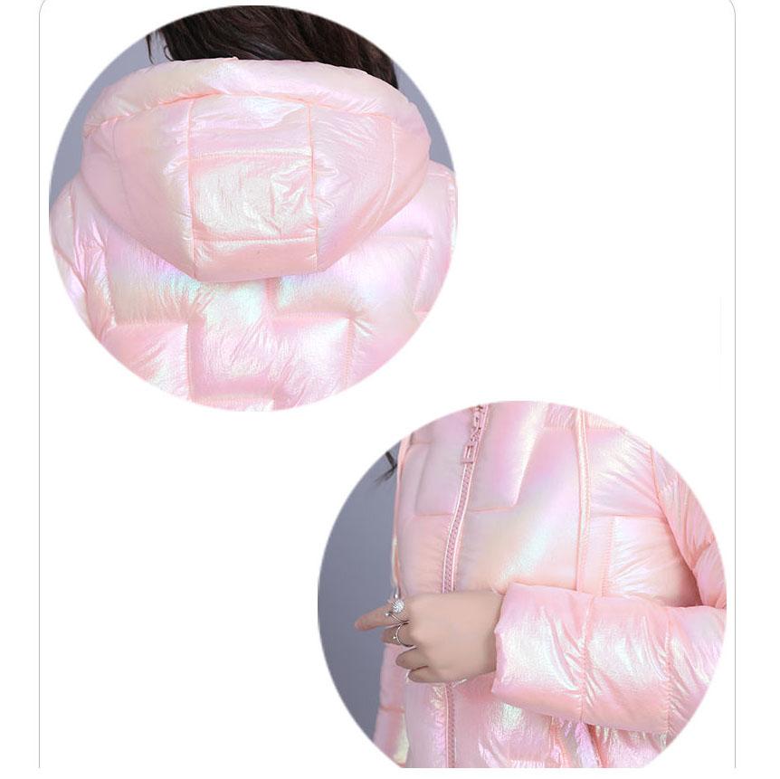 Winter Women Short Glossy Parkas Casual Female Thicken Warm Hooded  Coat Windproof and Rainproof Shiny Light weight Jackets
