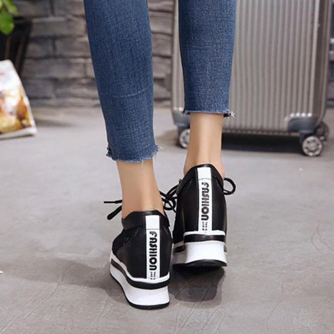 Women Summer Mesh Lace Shoes Thick Soled Wedge Slip-On Sneakers Female Large Size Hollow Out Casual Breathable Shoes