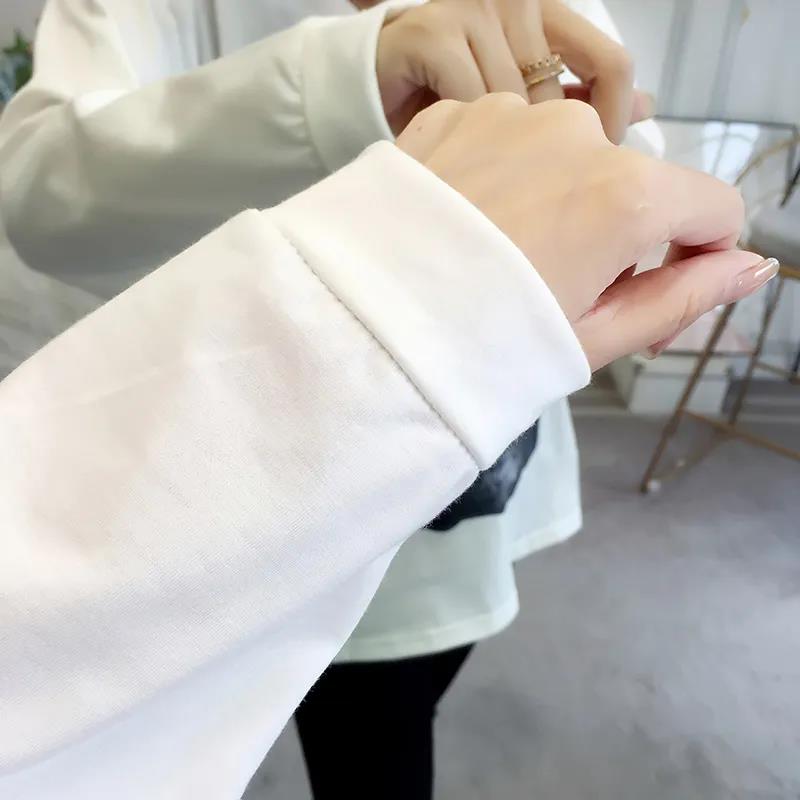 Spring and Autumn Korean Version Long-sleeved T-shirt Women's Large Size Loose Student Top Bottoming Shirt