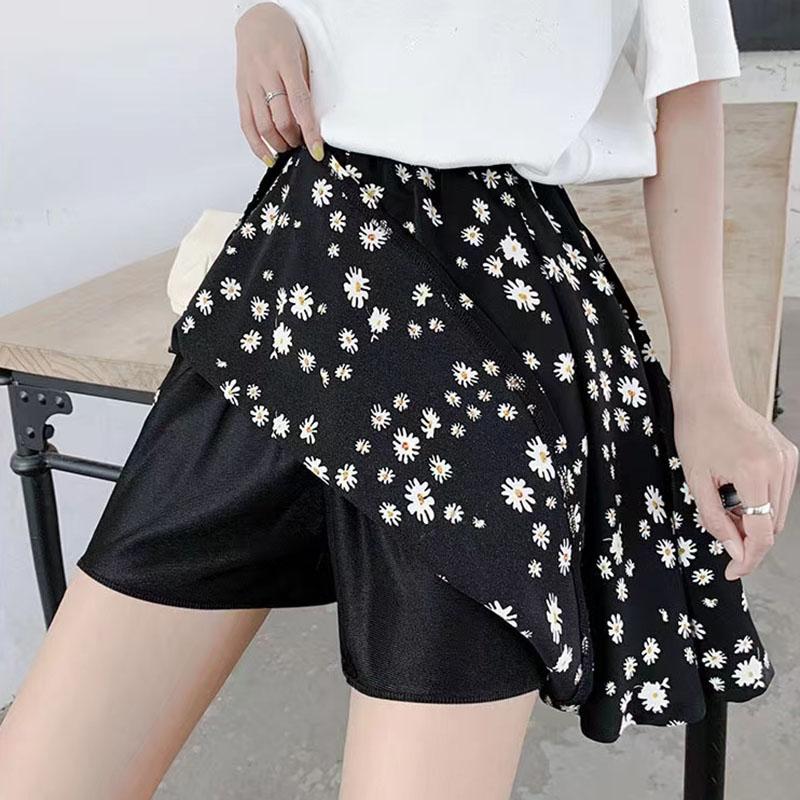 Women's Summer Daisy A-line Skirt Female Large Size Loose High Waist Thin Skirt Girls Breathable Casual Travel Skirt