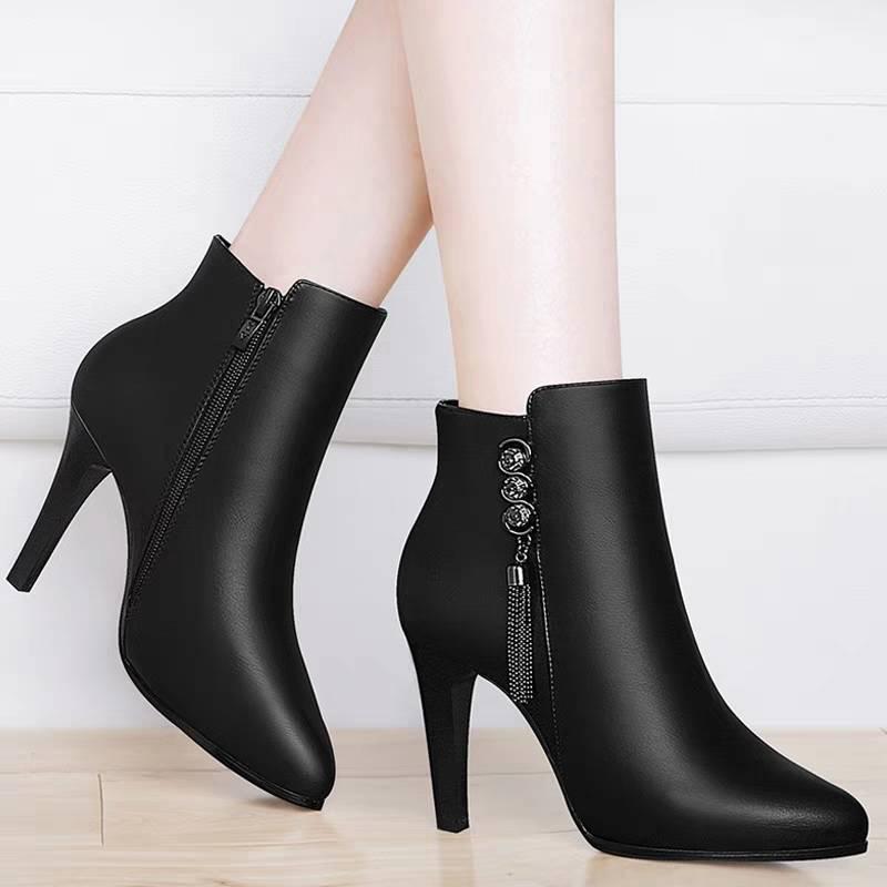Autumn Winter Matching Women's Boots Pointed High-heeled Side Zipper Short Boots Knight Boots