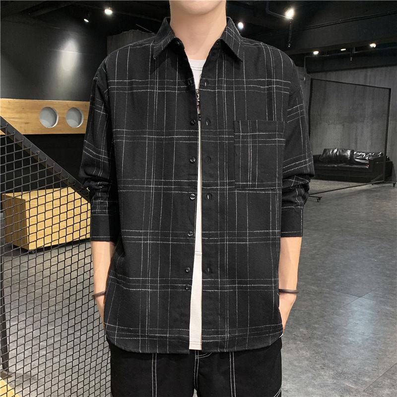 Cotton Striped Shirt Men's Long Sleeve Top Loose Large Size Jacket