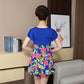 Women's Conservative Swimsuit V-Neck Pleated Collar Lotus Leaf Sleeves Flower Printed Beachwear Covers Belly Thin Loose Large Size Swimwear