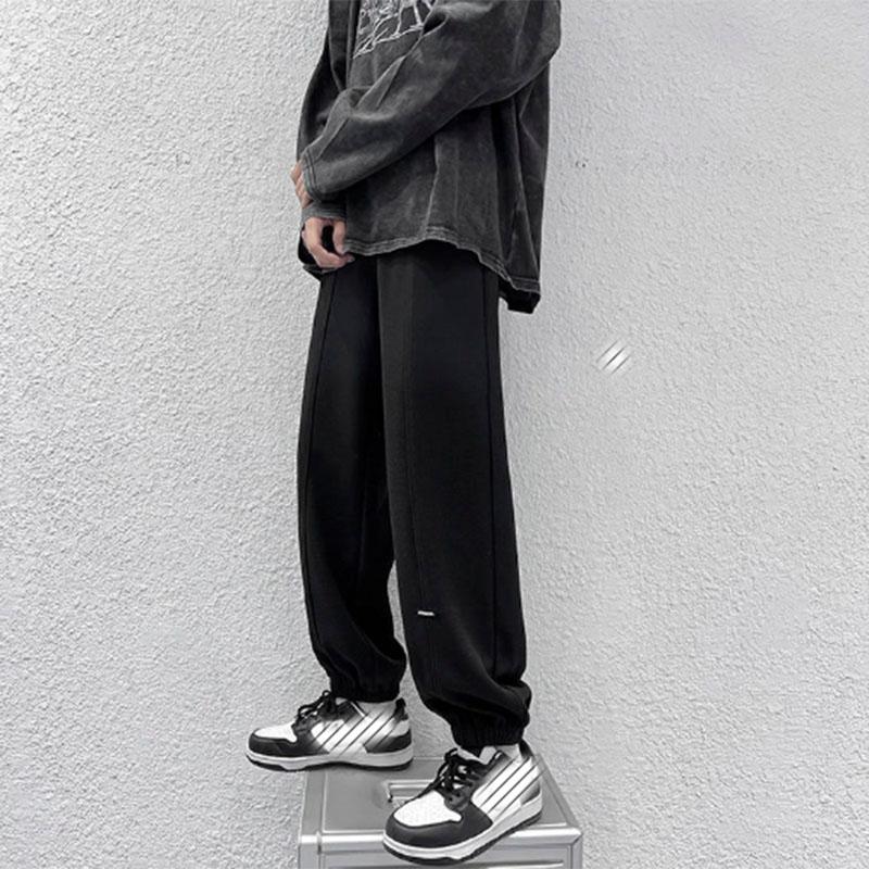 Summer Waffle Casual Pants Men's Trend Loose Leggings Pants Men's Ins Style Solid Color All-match Nine-point Pants