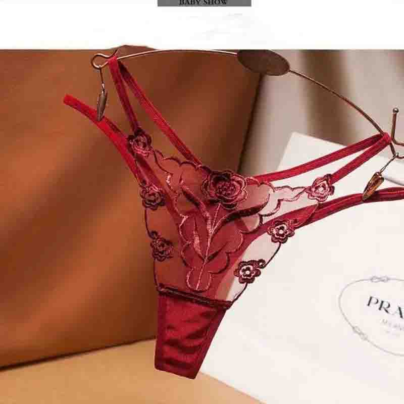Sexy T-shaped Pants Large Size Girls Lace Work Ladies Perspective Temptation Thong Free To Take Off