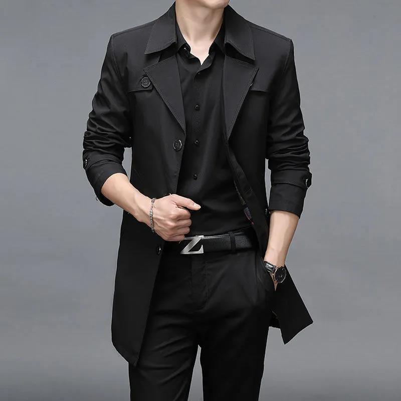 M-8XL Spring Thin Windbreaker High Quality V-neck Business Coat Casual Slim Gentleman Top