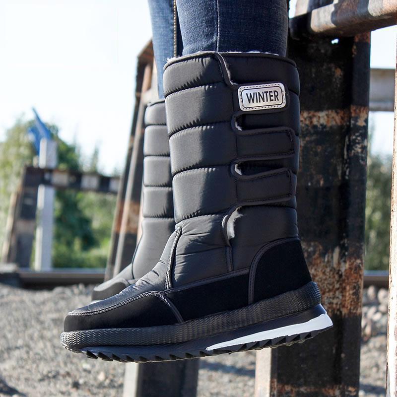 Men Women Boots Platform Snow Boots for Men Thick Plush Waterproof Slip-resistant Shoes Size 36-47