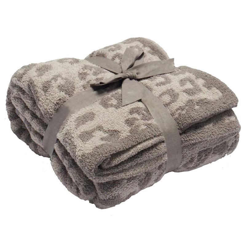 Woolen Blankets Children's Knitted Leopard Blankets Plus Fleece Throw Blankets for Kids Adult