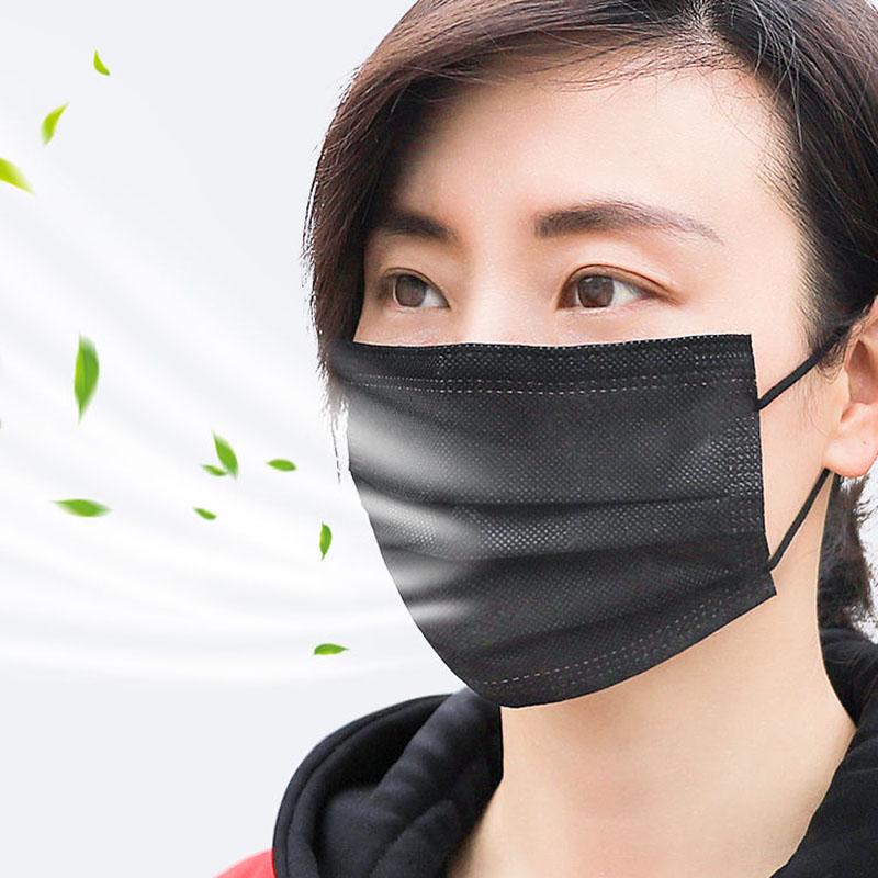 4-layer Thickened Breathable Disposable Masks Black Dust-proof Anti-bacterial Non-woven Face Masks