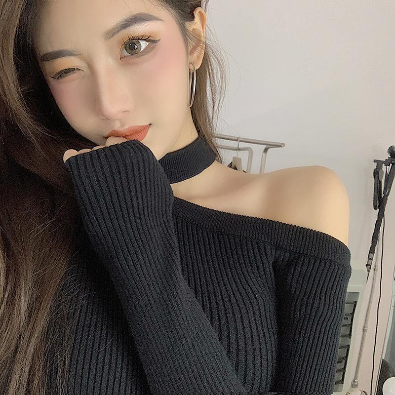 WTEMPOWomen Sexy Hollow Out Strapless Temptation Slim Long Sleeve Split Snap Tight Nightclub Bar Dress
