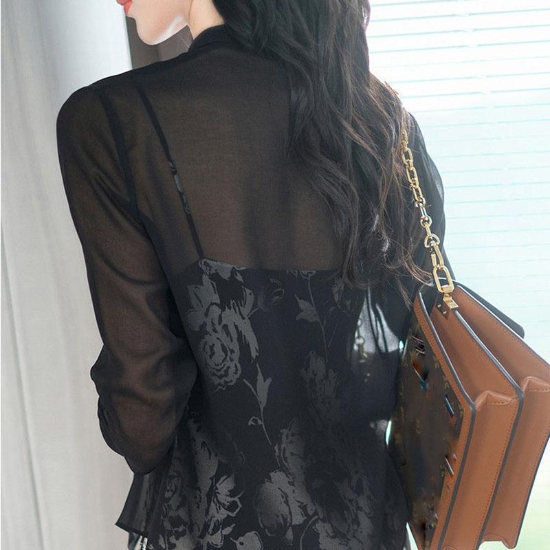 Chiffon Cardigan Short Jacket Women's Thin Outer Jacket Sun Protection Shawl Loose Top See-through Thin Coat Women Tops