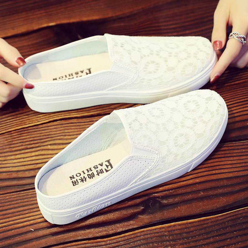Mesh Hollow White Sneakers Women Summer Shoes Woman Fashion Breathable Platform Slip-On Elegant Ladies Shoes Female