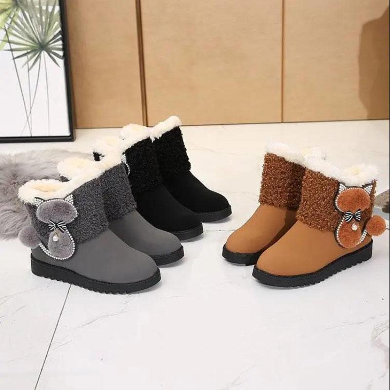 Plus Velvet and Cotton Snow Boots Short Boots Women's Boots Flat Bottom Martin Women's Shoes Round Toe Low Heels