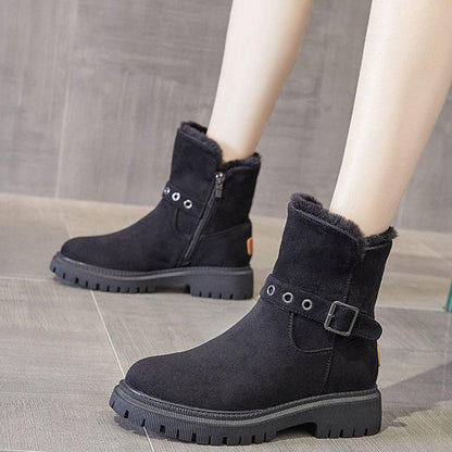 Snow Boots Women's Winter Short Tube and Velvet Non-slip Warm Cotton Shoes All-match Student Tide Martin Boots