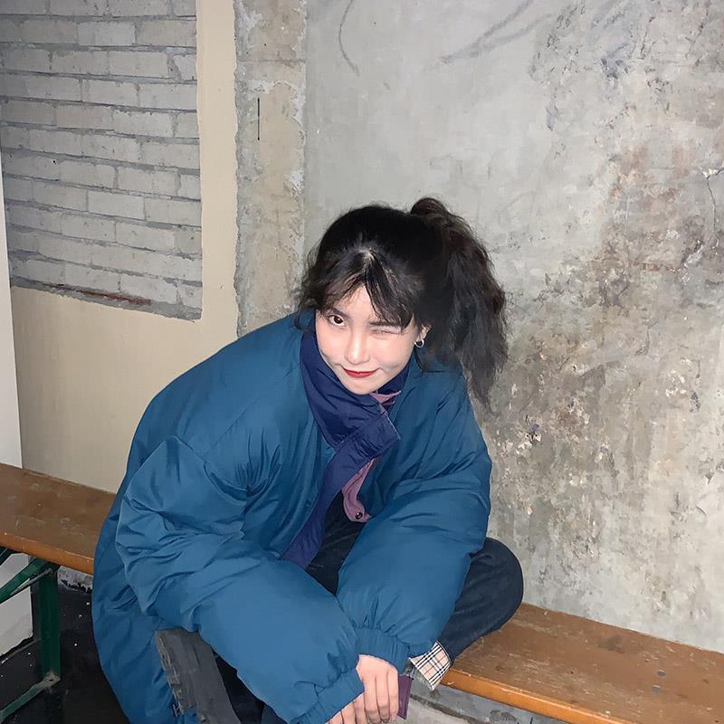 Both Sides Wear Cotton-padded Jacket Women Korean Style Loose Mid-length Winter College Style Warm Workwear Padded Jacket