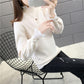 Plus Velvet Thick Warm Sweater Women  Ruffles Lace Stitching Collar Pullover Sweater Short Stretchable Slim Knitwear Jumper