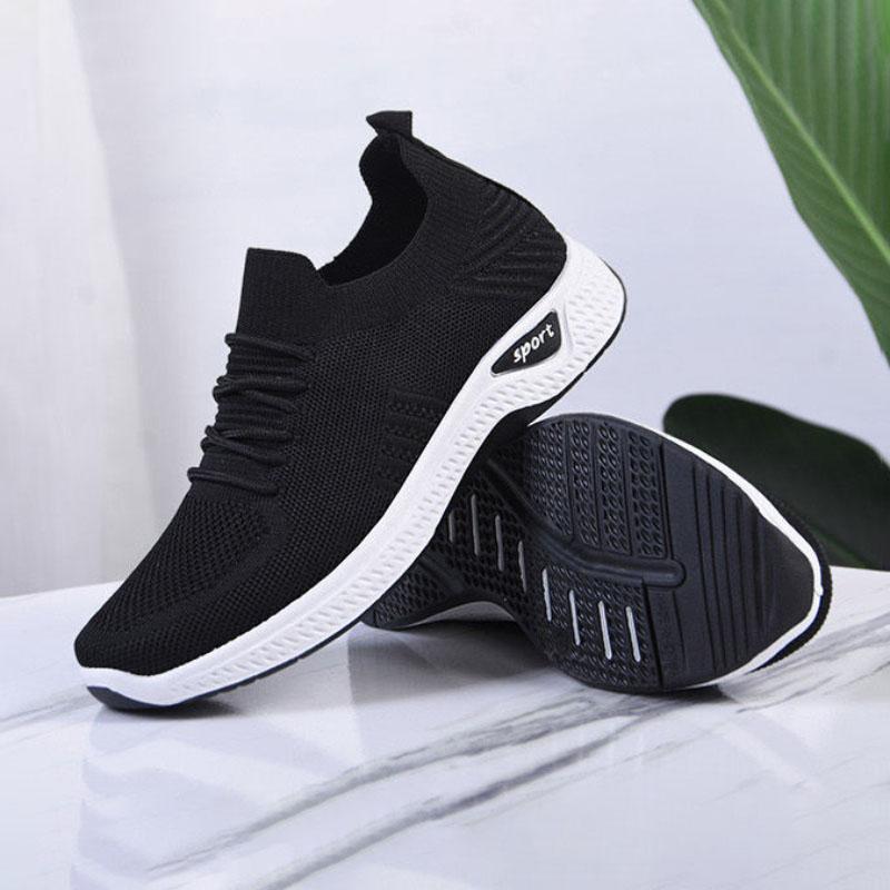 Women's Single Shoes Stretch Mesh Cotton Casual Breathable Sneakers Lazy One-legged Soft-soled Cloth Shoes