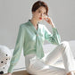 Women's Spring Autumn Long Sleeve Shirt Chiffon V-Neck Solid Color Top
