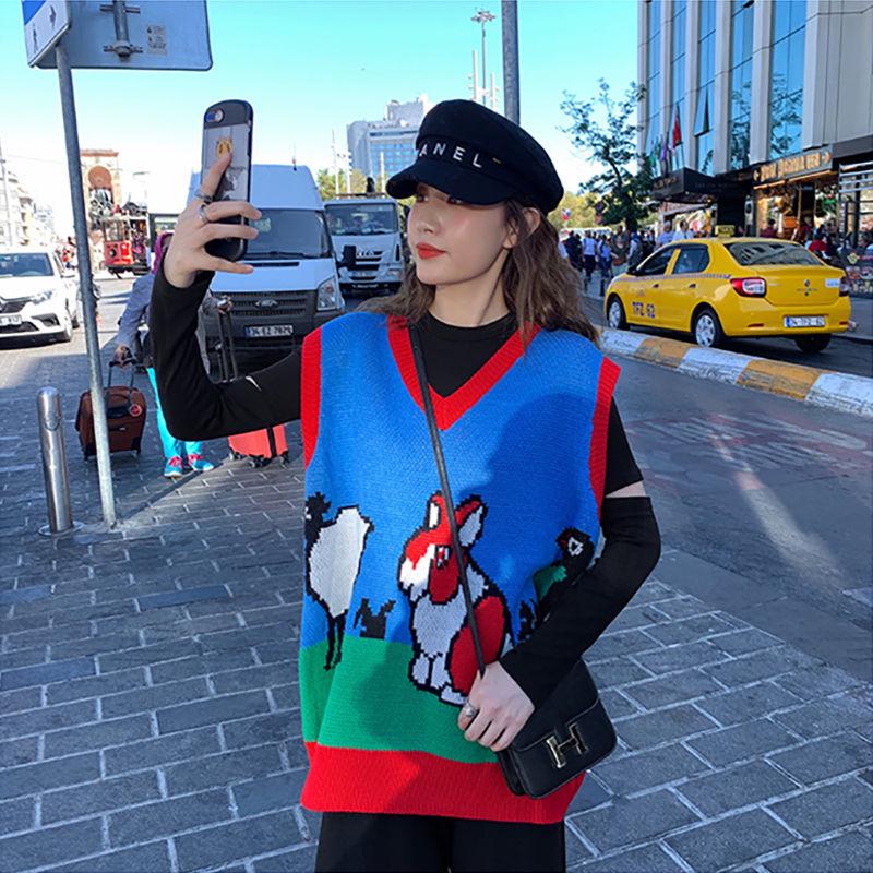 Knitted vest 2019 new sleeveless pullover sweater vest loose V-neck vest women wear