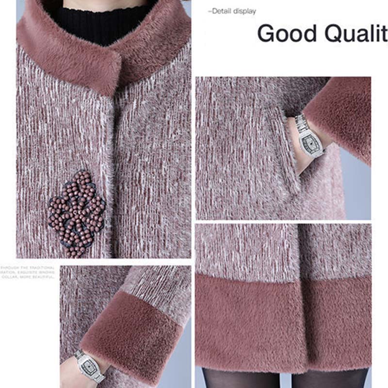 Plus Velvet Thick Mink Velvet Coat Female Middle-aged Mother Winter Coat Western Fashion