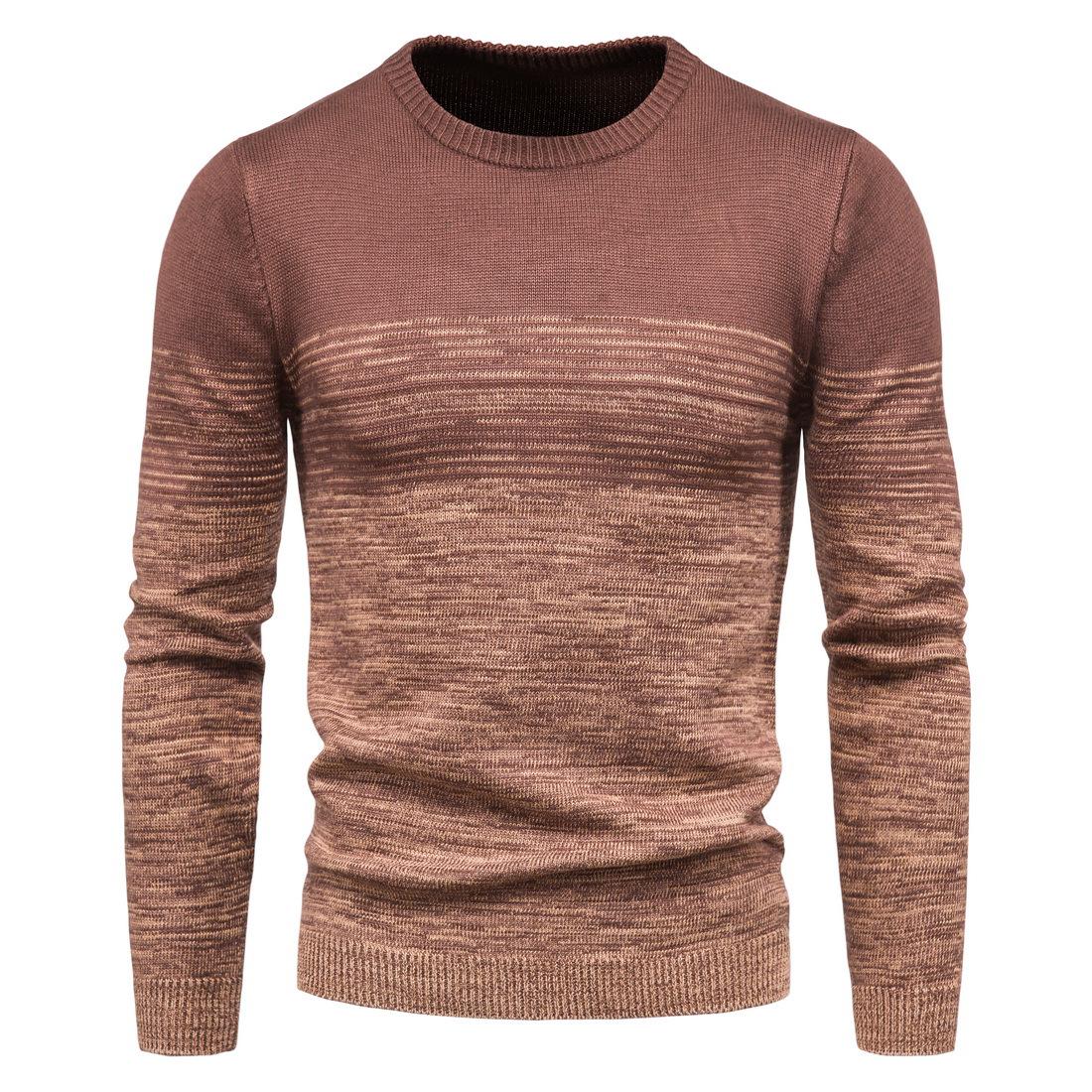 Men's Autumn and Winter Slim Gradient Round Neck Knit Sweater