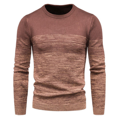 Men's Autumn and Winter Slim Gradient Round Neck Knit Sweater